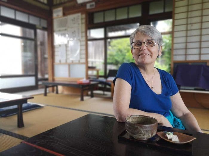 Drinking tea in a ryokan